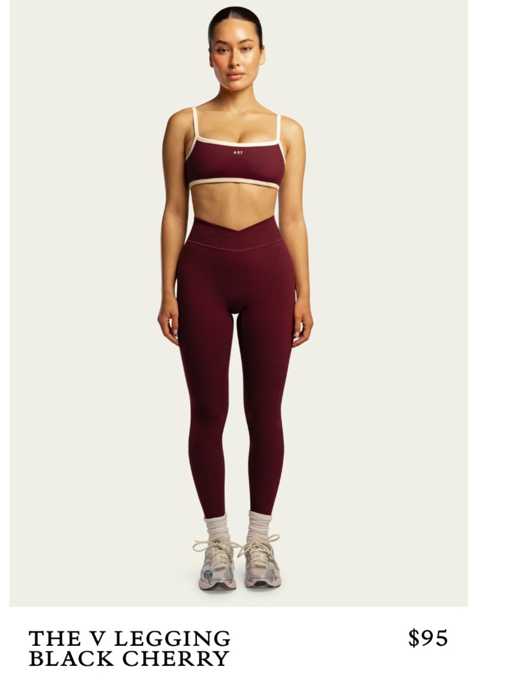 NWT 437 THE V LEGGING-BLACK CHERRY-M